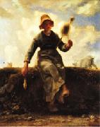 Jean Francois Millet The Spinner, Goat-Girl from the Auvergne Sweden oil painting reproduction